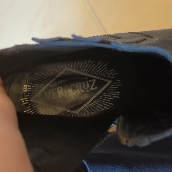 Sundance Veracruz Vintage Inspired Women's Blue Suede Ankle Boots Western 39/8.5 - Picture 4 of 6